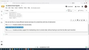 Python Snippets - using the Bisect Module to Maintain Sorting Order in a List