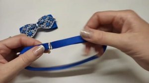 Галстук - бабочка оригинальная форма из лент 4 см , своими руками. МК / DIY