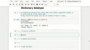 Learn Dictionary Datatype in Python for absolute beginners.