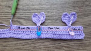 Узор крючком сердечки