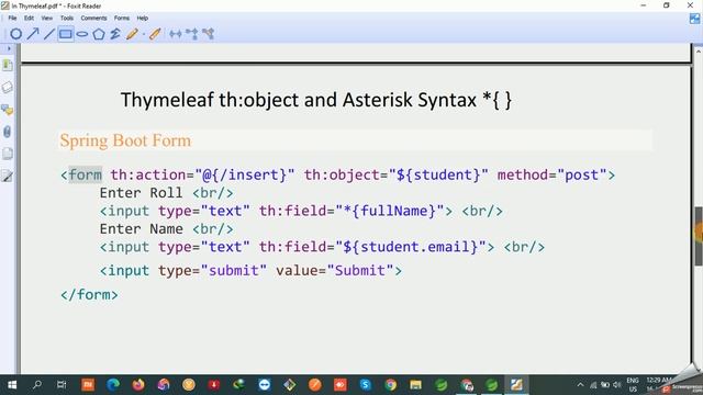 Thymeleaf Object and Asterisk Syntax ${ }, *{ } | Thymeleaf Tutorial in Hindi | #10