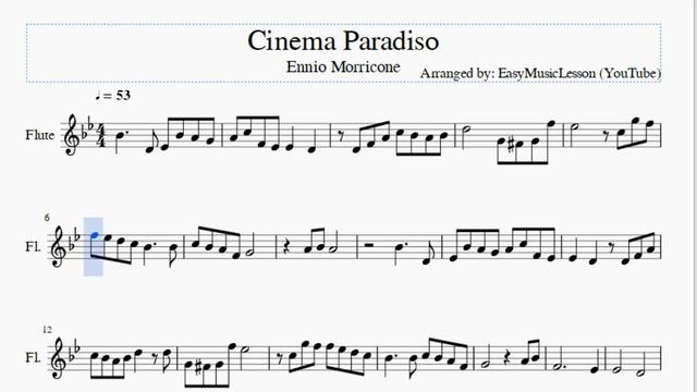Flute Sheet Music: How to play Cinema Paradiso by Ennio Morricone смотреть онлайн