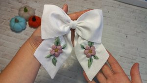 DIY/ШЬЮ БАНТ С РУЧНОЙ ВЫШИВКОЙ #sew#ручнаяработа#шьюсама