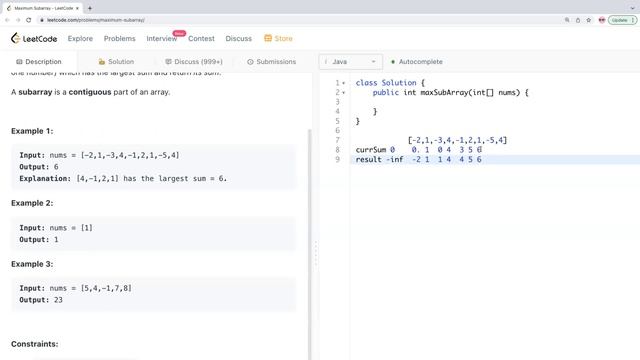 LeetCode #53 - Maximum Subarray | Java | Array | Interview смотреть онлайн