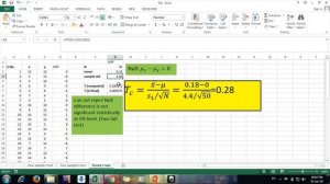 Paired t test in Excel