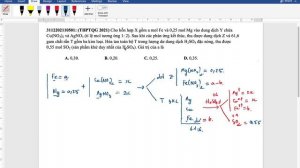 3112202110501 Cho hỗn hợp X gồm a mol Fe và 0,25 mol Mg vào dung dịch Y chứa Cu(NO3)2 và AgNO3