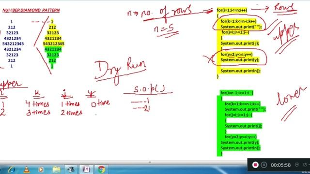 JAVA PATTERN PRINTING PROGRAM NO 17 DIAMOND NUMBER PATTERN смотреть онлайн