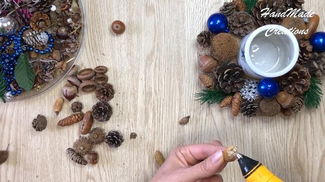 Новогодний подсвечник своими руками  из природных материалов/ Christmas candle DIY новогодний декор