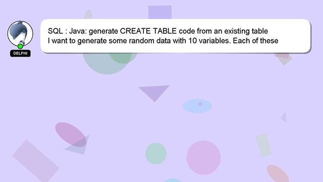 SQL : Java: generate CREATE TABLE code from an existing table смотреть онлайн