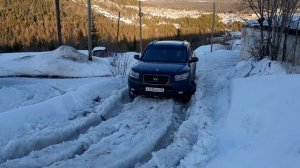 Hyundai Santa fe 2 в мокром снегу. Испытание полного привода санта фе)