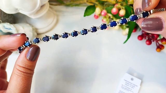 Роскошный, сверкающий браслет с сапфирами Шри-Ланка 19ct., длина 19см, 16,38гр, серебро 925 смотреть онлайн