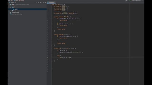 Data stuctures: Queue implementation in Java смотреть онлайн