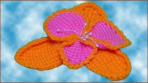 Орхидея крючком. Тунисское вязание. Цветок крючком. Часть 2.