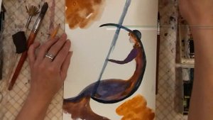 "Дама в шляпе " Рисования акварелью.+ Картины акварель,гуашь,акрил.