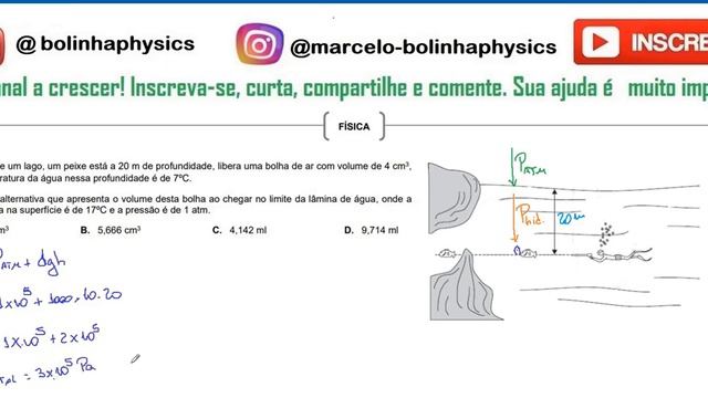 ACAFE 2022/2 - 32 No fundo de um lago, um peixe está a 20 m de profundidade, libera uma bolha de a смотреть онлайн