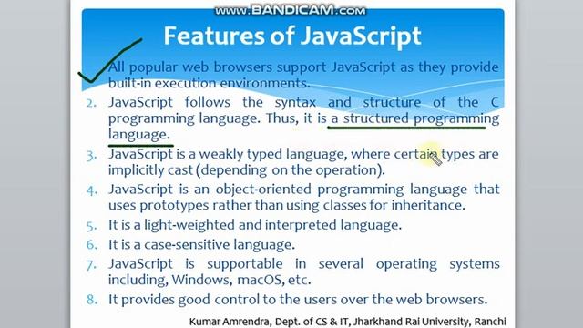 Lecture 12 'A' What is JavaScript, Features of JavaScript, Client Side JavaScript