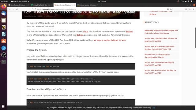 download and install python3 in ubuntu | install python 3.10.2 in ubuntu 20.04