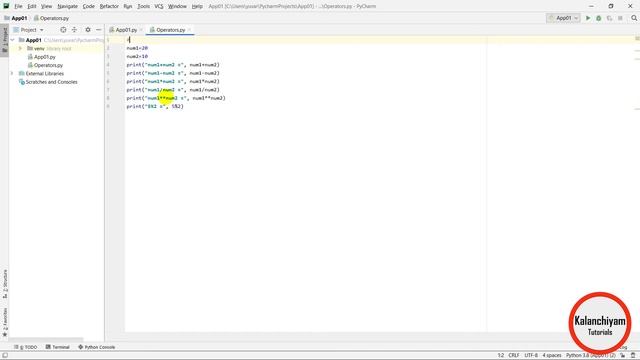 Python Beginner Tutorials  : 03- Python Operators (Arithmetic Operators) in Tamil