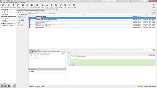 How to Resolve Merge Conflicts in Git With DiffMerge and SourceTree смотреть онлайн