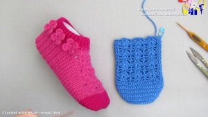 Расчёт для следков (домашних тапочек), вязаных крючком.  Alice - Crochet
