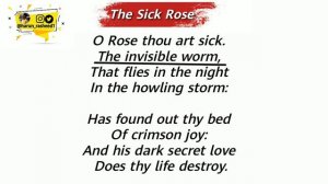 The Sick Rose by William Blake in Hindi|Line by Line analysis and explaination