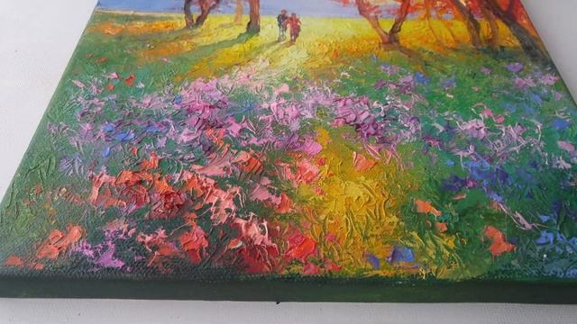 Картина маслом на холсте, пейзаж: Тёплая осень Oil painting on canvas, landscape: Warm autumn смотреть онлайн