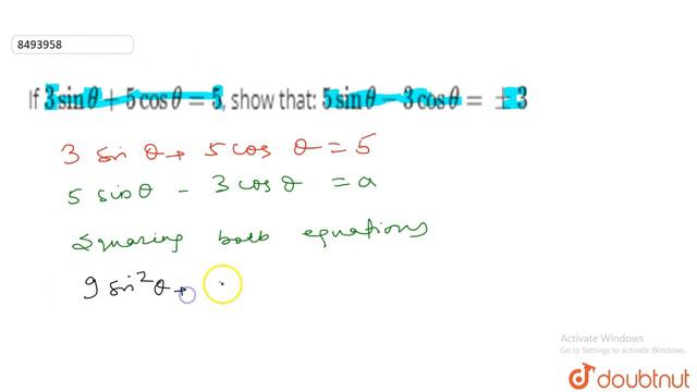 If `3 sin theta+5 cos theta = 5`, show that: `5 sin theta - 3 cos theta = +-3` смотреть онлайн