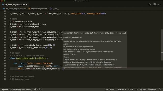 PyTorch Tutorial 08 - Logistic Regression