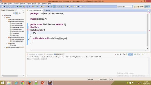 Core java Basic Concepts - final keyword