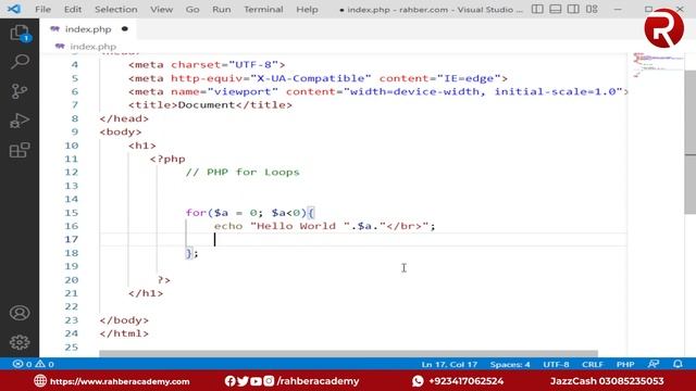 15 PHP For Loops | PHP Complete Course | PHP Tutorials For Beginners In Urdu/Hindi  @RahberAcademy