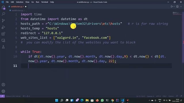 Website Blocker in Python | Python Project - No Talking | Python project to create a website blocke