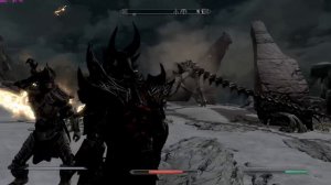 The Elder Scrolls: Skyrim Warrior bursting down 2 dragons [DW]