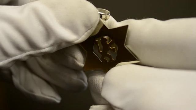 Золотая подвеска Звезда Давида на заказ из жёлто-белого золота 585 пробы с эмалью и львом