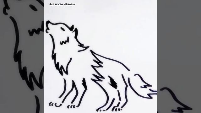 Рисунок волка черным маркером//Как нарисовать волка? смотреть онлайн