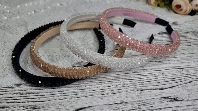 Обруч для волос с красивых бусин ширина 1.5 см смотреть онлайн