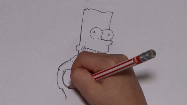 Как нарисовать лёгкий рисунок Барта Симпсона карандашом поэтапно