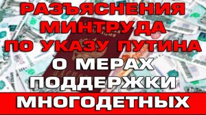 Разъяснения Минтруда по указу президента о мерах поддержки многодетных семей