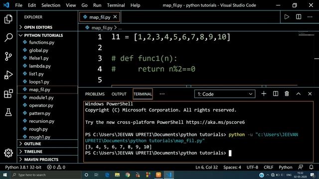 Map and Filter in Python #37 | Map Filter | Python Tutorials for Absolute Beginners || Jeevan Upret