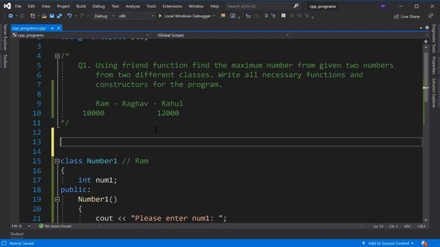 Find maximum number from two classes using Friend Function in C++
