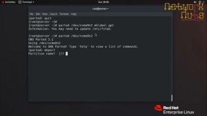 RHEL 8 Creating Partitions using parted