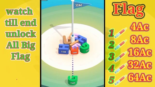 Merge Blocks 3D 2048 puzzle | Unlock (8Ac...64Ac) flags 2048 ball 3d video games New Update Levels#