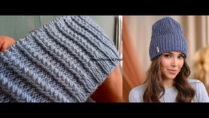 Один из лучших примеров узора для шапок спицами круговыми рядами и Фото модных шапок 2021-2022