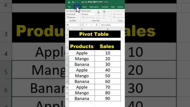 how to create a pivot table in MS excel