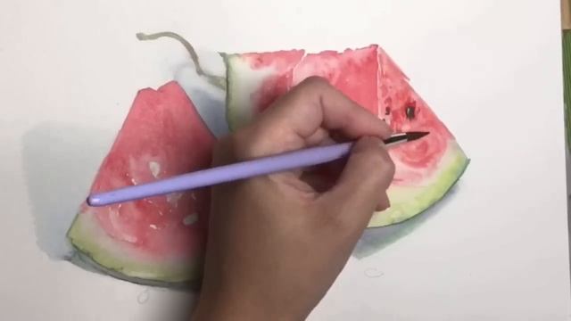 Как написать арбуз акварелью смотреть онлайн