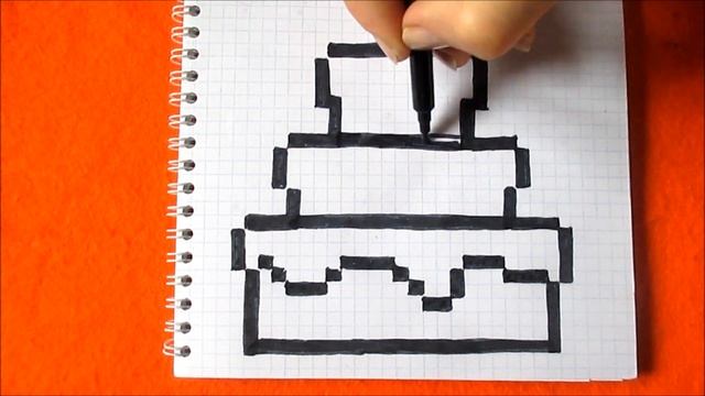 Торт Как рисовать по клеточкам 400 видео на канале Открытка How to Draw Cake Pixel Art