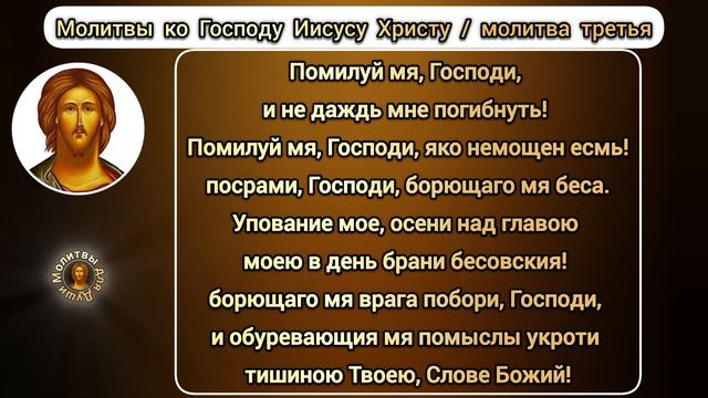 Молитва третья ко Господу и Спасу нашему Иисусу Христу | текст православной молитвы