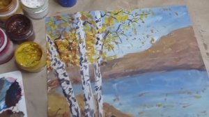 Как просто нарисовать красивый пейзаж с березами