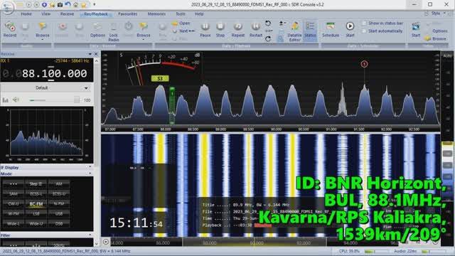 29.06.2023 12:11UTC, [Es], BNR Horizont, Болгария, 88.1МГц, 1539км