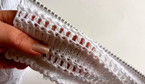 Эффектное сочетание кружевной полосочки и лицевой глади