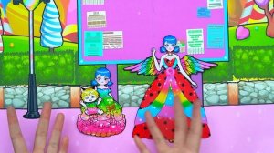 Paper Dolls Dress Up - Poor Mother Pregnant vs Great Sister Ladybug Dress - Barbie Story & Crafts